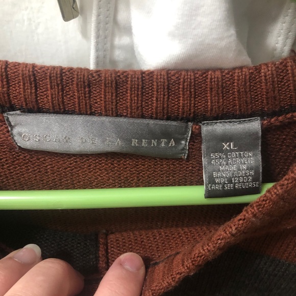 Oscar De La Renta Color Block Mens Crewneck Pullover Sweater XL - Picture 4 of 5